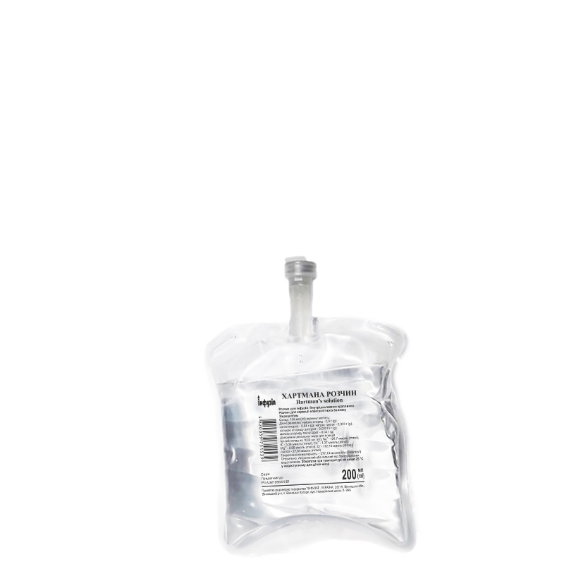 ХАРТМАНА РОЗЧИН розчин для інфузій по 200 мл у пакетах полімерних